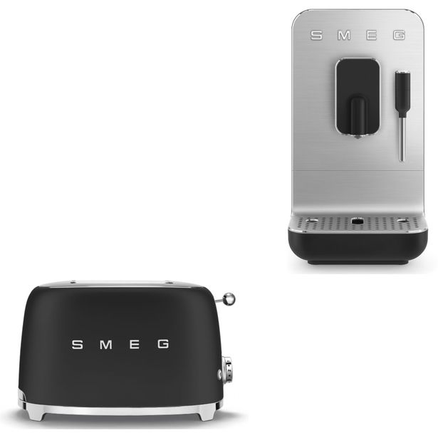 Tuotepaketti Smeg - leivänpaahdin TSF01 ja espressokone BCC12, musta