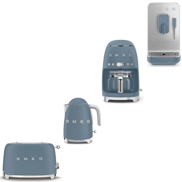 Tuotepaketti Smeg - leivänpaahdin TSF01, vedenkeitin KLF03 1,7 l, kahvinkeitin ja espressokone BCC12