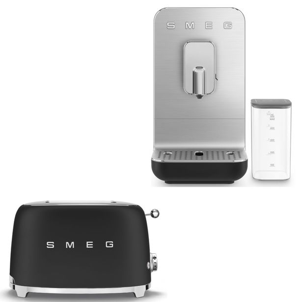 Tuotepaketti Smeg - leivänpaahdin TSF01 ja espressokone BCC13, musta