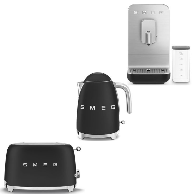 Tuotepaketti Smeg - leivänpaahdin TSF01, vedenkeitin KLF03 1,7 l ja espressokone BCC13, musta