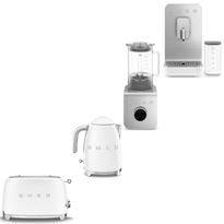 Tuotepaketti Smeg - leivänpaahdin TSF01, vedenkeitin KLF03 1,7 l, espressokone BCC13 ja ja tehosekoitin BLC01