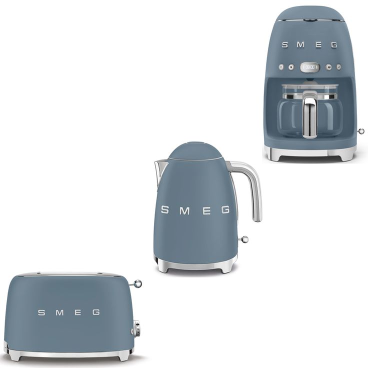 Tuotepaketti Smeg - vedenkeitin KLF03 1,7 l, kahvinkeitin ja leivänpaahdin TSF01, sininen