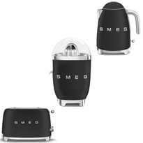 Tuotepaketti Smeg - vedenkeitin 1,7, leivänpaahdin TSF01 ja sitruspuristin CJF01, musta