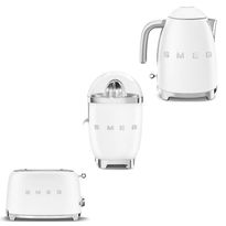 Tuotepaketti Smeg - vedenkeitin KLF03 1,7 l, leivänpaahdin TSF01 ja sitruspuristin CJF01, valkoinen