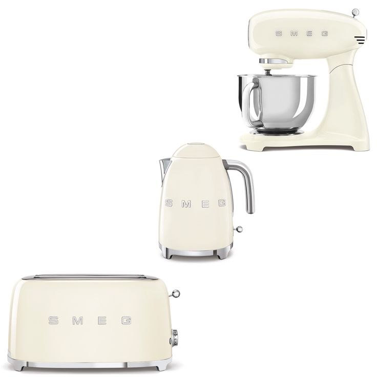 Tuotepaketti Smeg - vedenkeitin KLF03 1,7 l, leivänpaahdin TSF02 ja yleiskone SMF03, beige