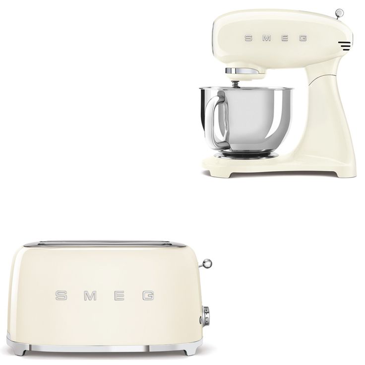 Tuotepaketti Smeg - leivänpaahdin TSF02 ja yleiskone SMF03, beige