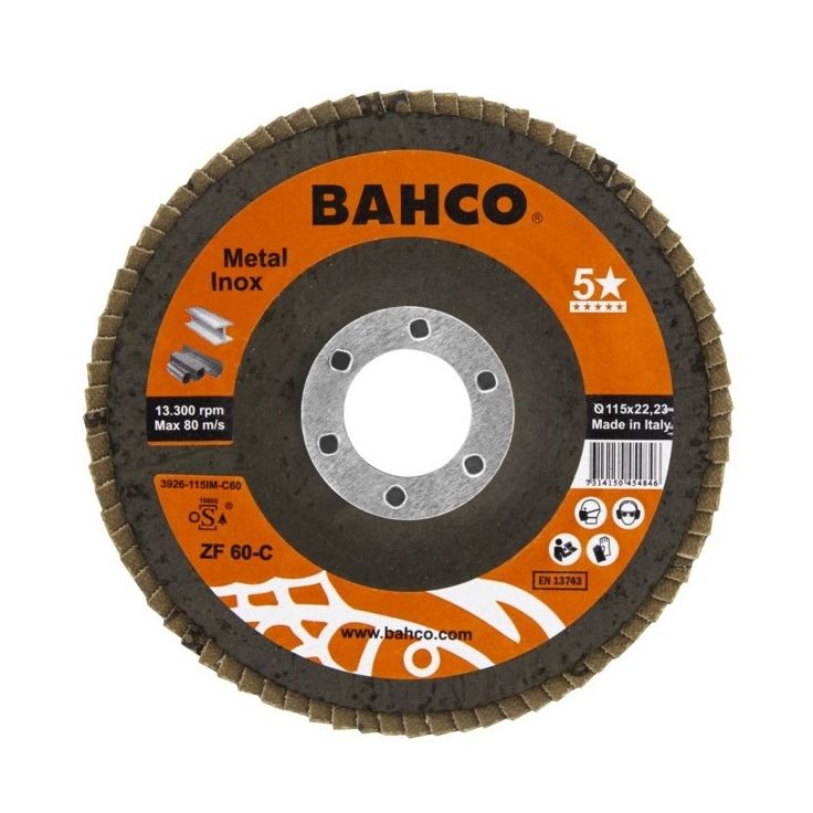 Lamellilaikka Bahco INOX+Fe P120 125 x 22,23mm, kartiomainen