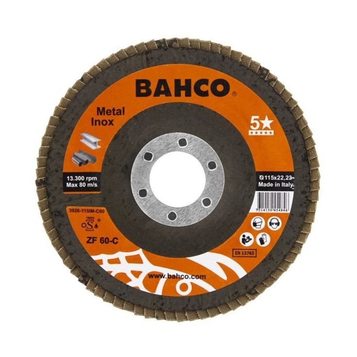 Lamellilaikka Bahco INOX+Fe P60 125 x 22,23mm, kartiomainen