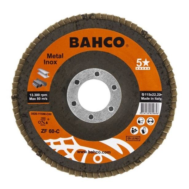 Lamellilaikka Bahco INOX+Fe P80 125 x 22,23mm, kartiomainen