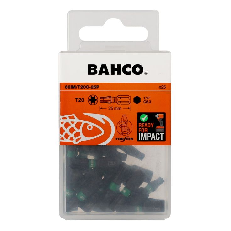Iskukärkisarja Bahco 66IM TORX T20 25mm, 25kpl