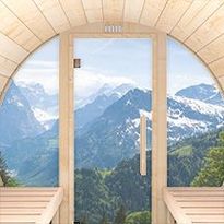 Lasiseinä lasiovella, Ø2m