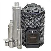 Puukiuas Cozy 18 + kiukaan lämpösuojaseinä, sis. kiuaskivet 120kg