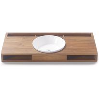 Pesuallas Bathco Ribe Ø340mm tasolla posliini/tiikki