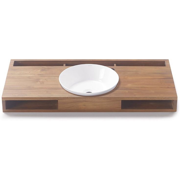 Malja-allas Bathco Ribe Ø340mm tasolla posliini/tiikki