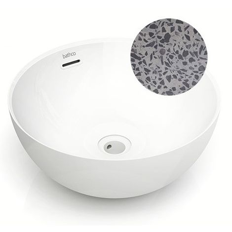 Malja-allas Bathco Bari Terrazzo, Ø370mm, harmaanmusta