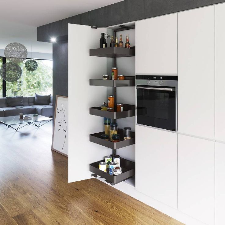 Ulosvedettävä hyllykkö Beslag Design Planero, 400x1900-2140mm, harmaa