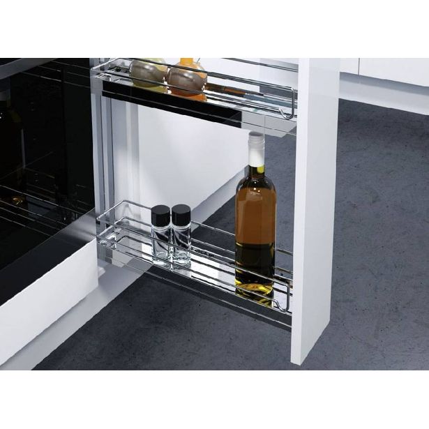 Ulosvedettävä hyllykkö Beslag Design K-150, 150 mm runkoon, kromi