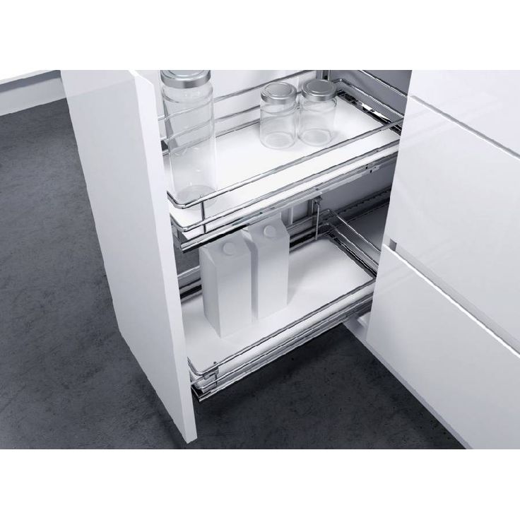Ulosvedettävä hyllykkö Beslag Design DSA II, 300 mm runkoon, valkoinen