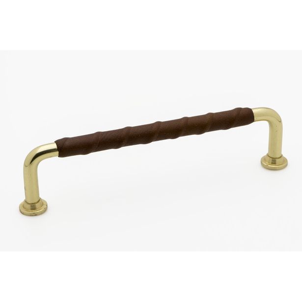 Lankavedin Beslag Design 1353, 142x7x34 mm, cc 128 mm, nahka, messinki
