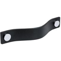 Vedin Beslag Design Loop 128, 160x25x20 mm, nahka, musta/kromi