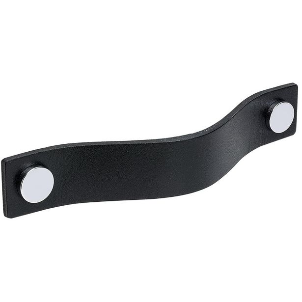 Vedin Beslag Design Loop 128, 160x25x20 mm, nahka, musta/kromi
