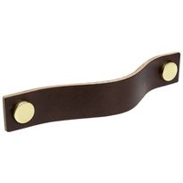 Vedin Beslag Design Loop 128, 160x25x20 mm, nahka, ruskea/messinki