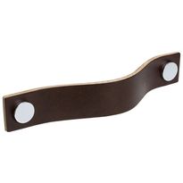 Vedin Beslag Design Loop 128, 160x25x20 mm, nahka, ruskea/kromi