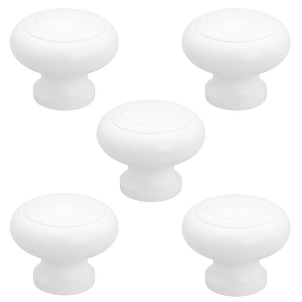 Nuppivedin Beslag Designsetti Rillan 5 kpl, Ø 44x34 mm, puu valkoinen