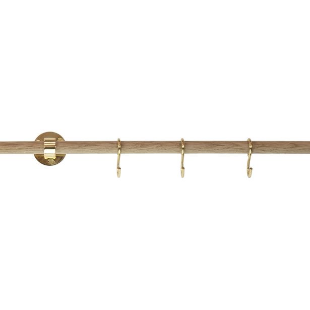Pyyhekoukkutelineen jatkotanko Beslag Design Aveny, 600 mm, tammi/kiiltävä messinki
