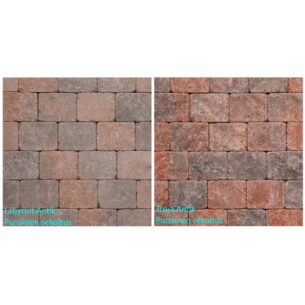 Pihakivi Benders Labyrint/Troja Antik Puolikivi 105x140x50 mm, punainen sekoitus