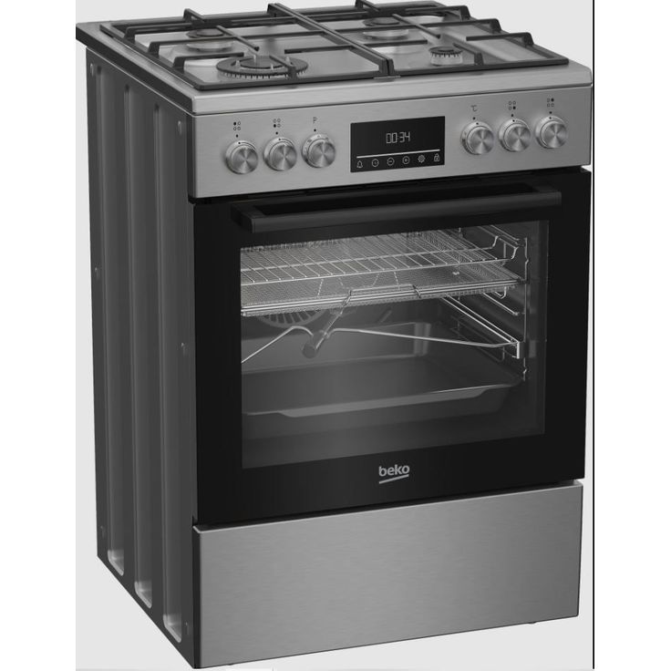Kaasuliesi sähköuunilla Beko FBMA61330GXDT, 60cm, ruostumaton teräs