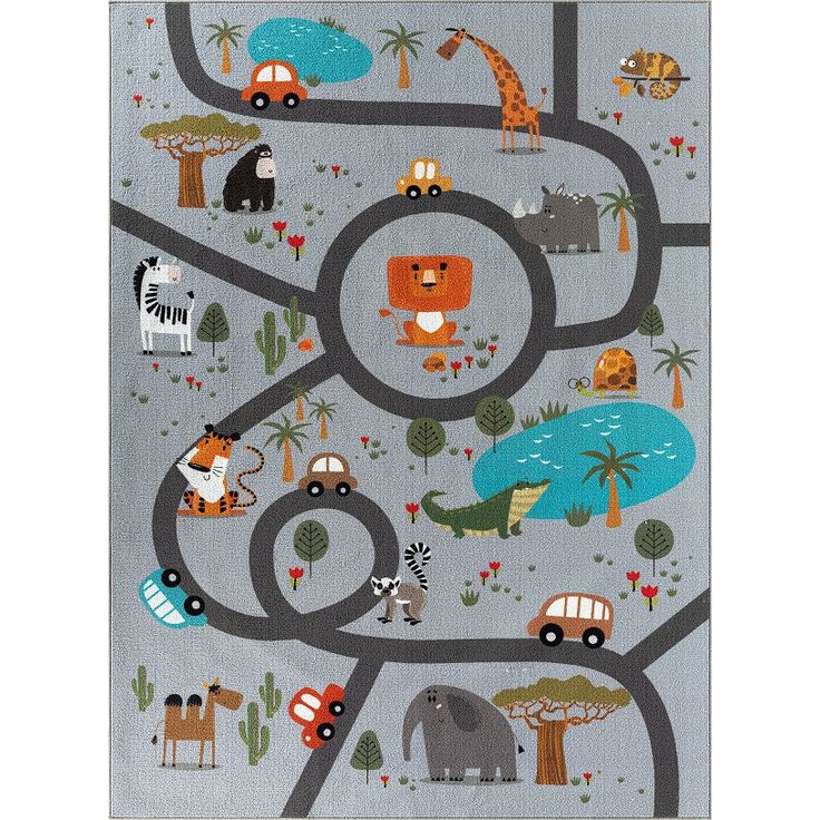 Matto Benina Play Animals 140x200cm harmaa