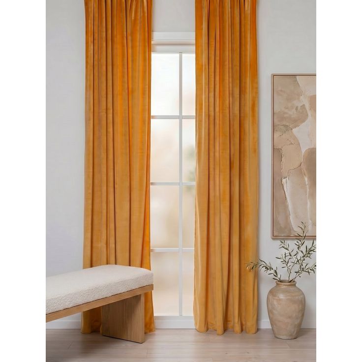 Sivuverho Benina Elsa, 140x250cm, keltainen, 2kpl/pkt