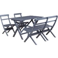 Ruokailuryhmä Baltic Garden Knohult 125cm pöytä + 2 tuolia + sohva musta