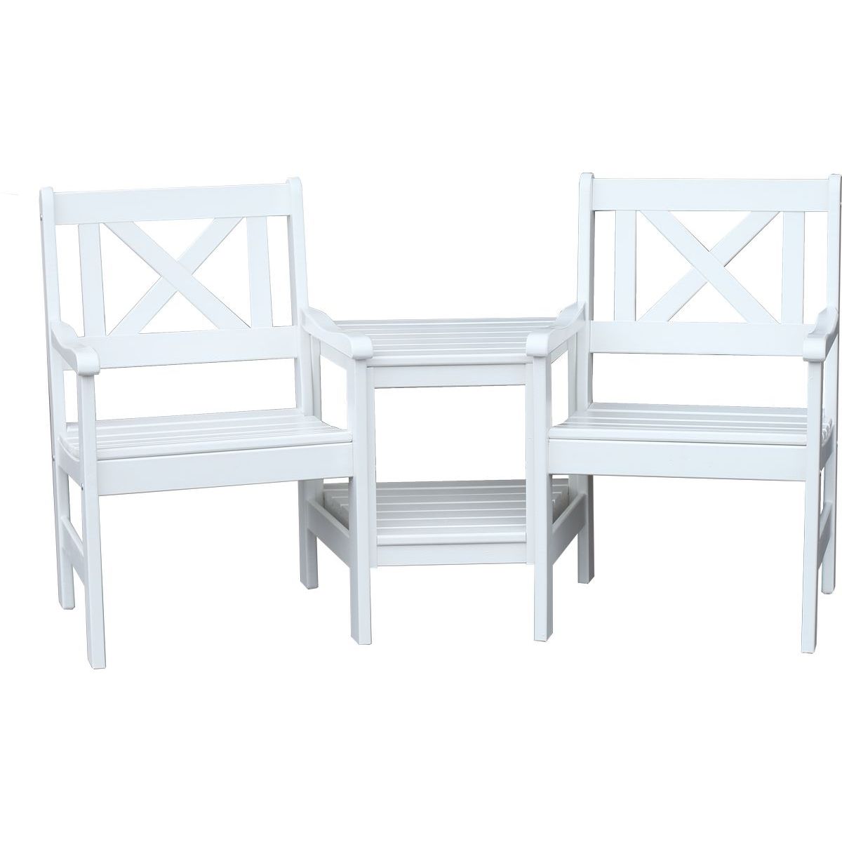 Puutarhapenkki välipöydällä Baltic Garden Europe Loveseat valkoinen