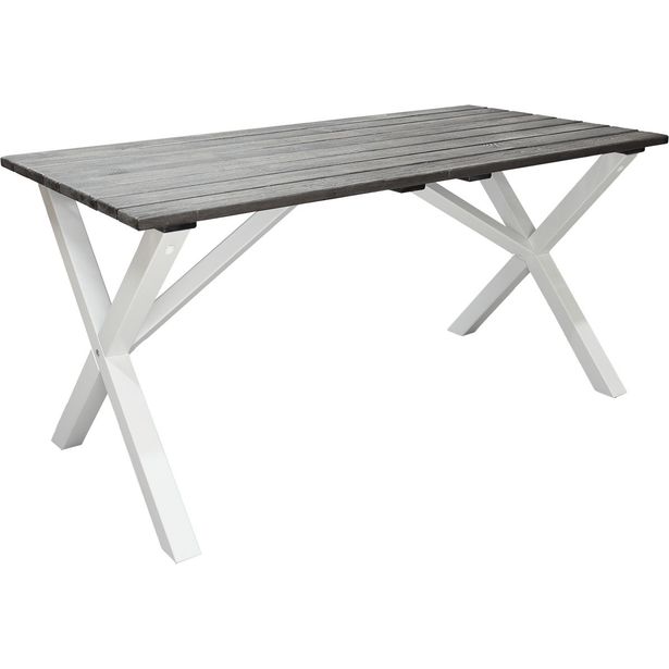 Puutarhapöytä Baltic Garden Scottsdale 150cm harmaa/valkoinen