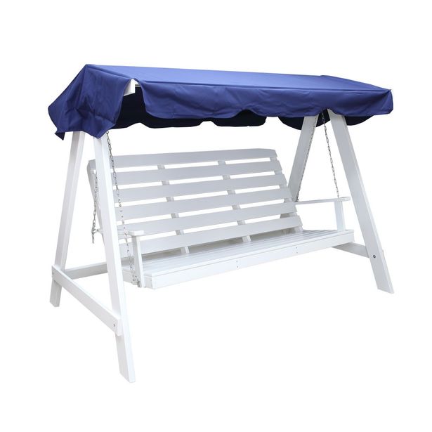 Puutarhakeinu katoksella Baltic Garden Pelle 165cm valkoinen/sininen