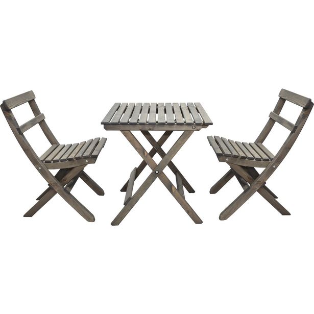 Parvekesetti Baltic Garden Wilma 65x65cm pöytä + 2 Knohult tuolia harmaaa