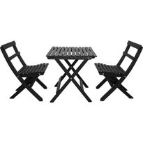 Parvekesetti Baltic Garden Wilma 65x65cm pöytä + 2 Knohult tuolia musta