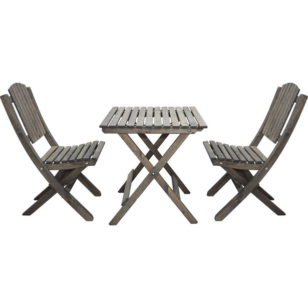 Parvekesetti Baltic Garden Wilma 65x65cm pöytä + 2 Visby tuolia harmaa