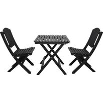 Parvekesetti Baltic Garden Wilma 65x65cm pöytä + 2 Visby tuolia musta