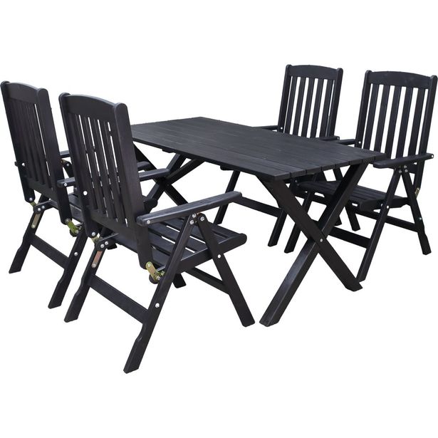 Ruokailuryhmä Baltic Garden Scottsdale 150cm pöytä + 4 tuolia musta