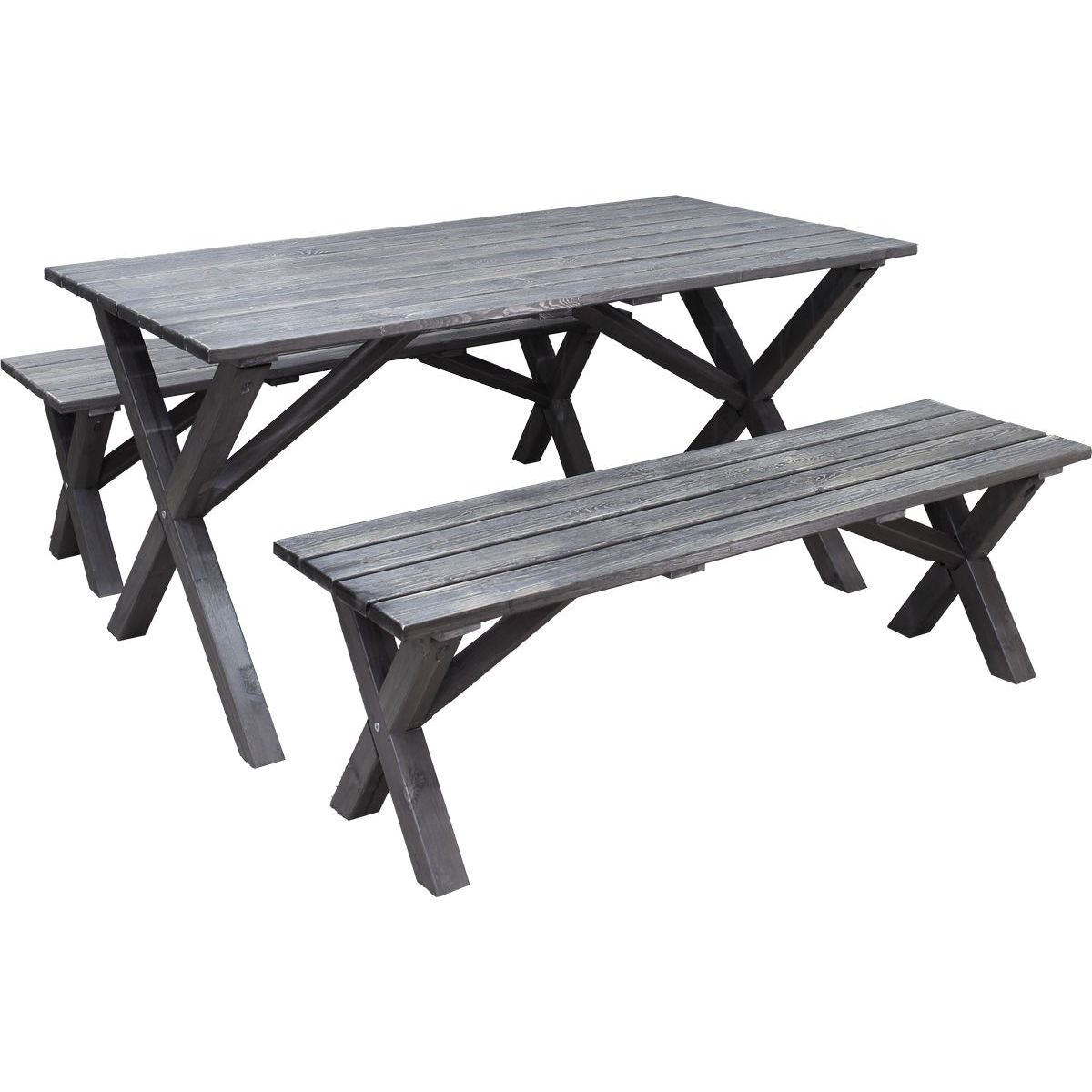 Ruokailuryhmä Baltic Garden Scottsdale 150cm pöytä + 2 penkkiä harmaa