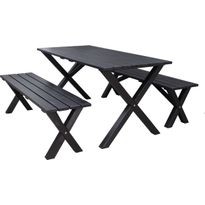 Ruokailuryhmä Baltic Garden Scottsdale 150cm pöytä + 2 penkkiä musta