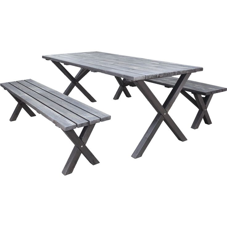 Ruokailuryhmä Baltic Garden Scottsdale 190cm pöytä + 2 penkkiä harmaa