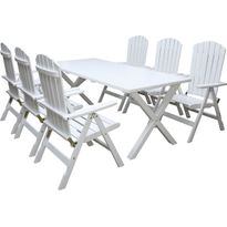 Ruokailuryhmä Baltic Garden Scottsdale 190cm pöytä + 6 Kungshamn tuolia valkoinen