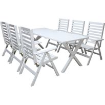 Ruokailuryhmä Baltic Garden Scottsdale 190cm pöytä + 6 Bastad tuolia valkoinen