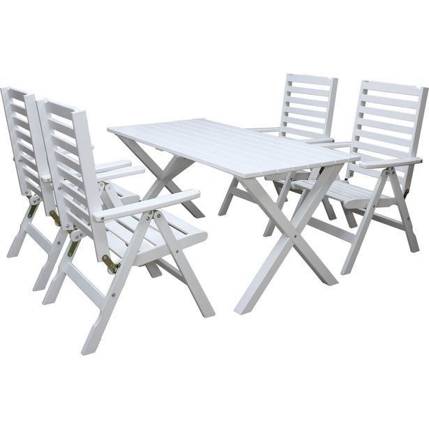 Ruokailuryhmä Baltic Garden Scottsdale 150cm pöytä + 4 Bastad tuolia valkoinen