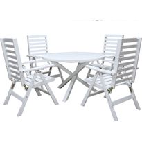 Ruokailuryhmä Baltic Garden Scottsdale Ø112cm pöytä + 4 Bastad tuolia valkoinen