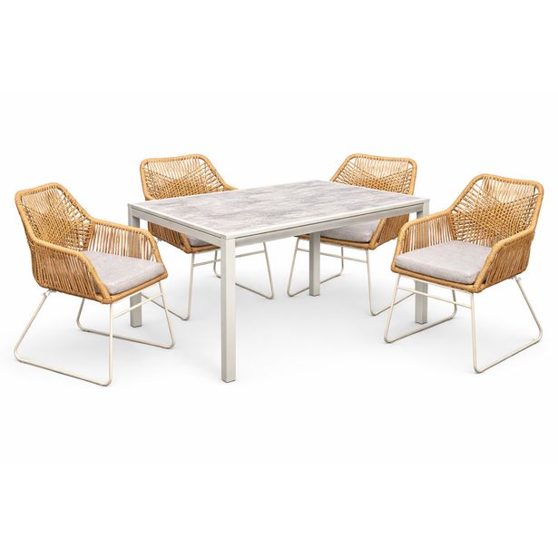 Ruokailuryhmä Baltic Garden Palermo pöytä, 200 cm, 4 Seville-käsi0jatuolia